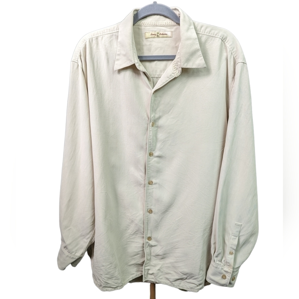 Tommy Bahama Waffle Knit Silk Button Down Sz XL